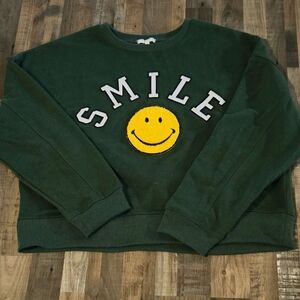 Green and Yellow Smiley Face Hoodie Sweatshirt